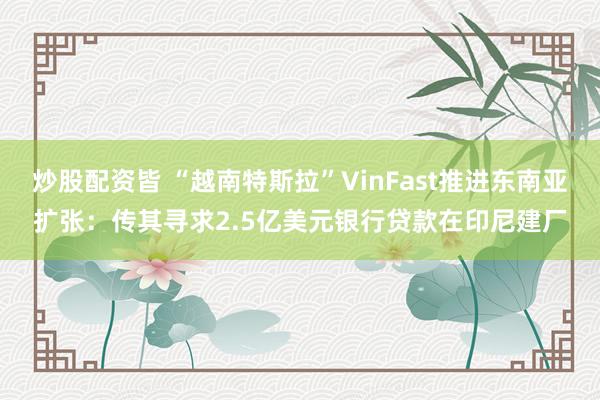 炒股配资皆 “越南特斯拉”VinFast推进东南亚扩张：传其寻求2.5亿美元银行贷款在印尼建厂