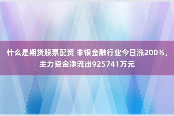 什么是期货股票配资 非银金融行业今日涨200%，主力资金净流出925741万元