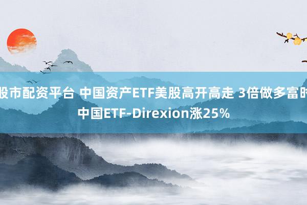 股市配资平台 中国资产ETF美股高开高走 3倍做多富时中国ETF-Direxion涨25%