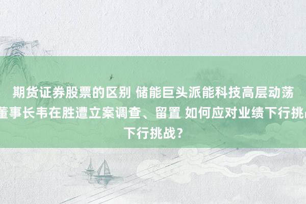 期货证券股票的区别 储能巨头派能科技高层动荡：董事长韦在胜遭立案调查、留置 如何应对业绩下行挑战？