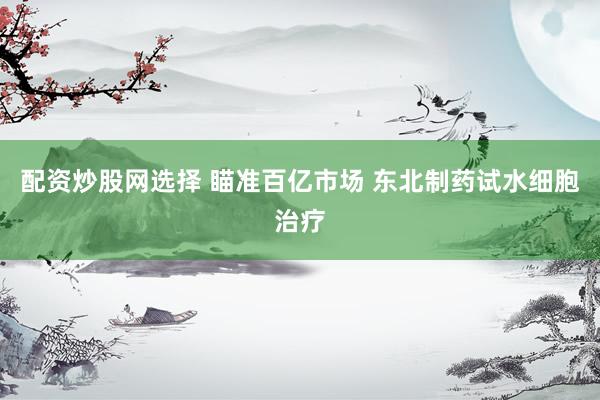 配资炒股网选择 瞄准百亿市场 东北制药试水细胞治疗