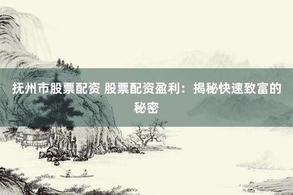 抚州市股票配资 股票配资盈利：揭秘快速致富的秘密
