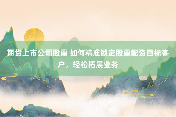 期货上市公司股票 如何精准锁定股票配资目标客户，轻松拓展业务