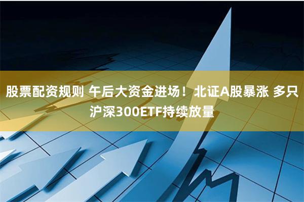 股票配资规则 午后大资金进场！北证A股暴涨 多只沪深300ETF持续放量